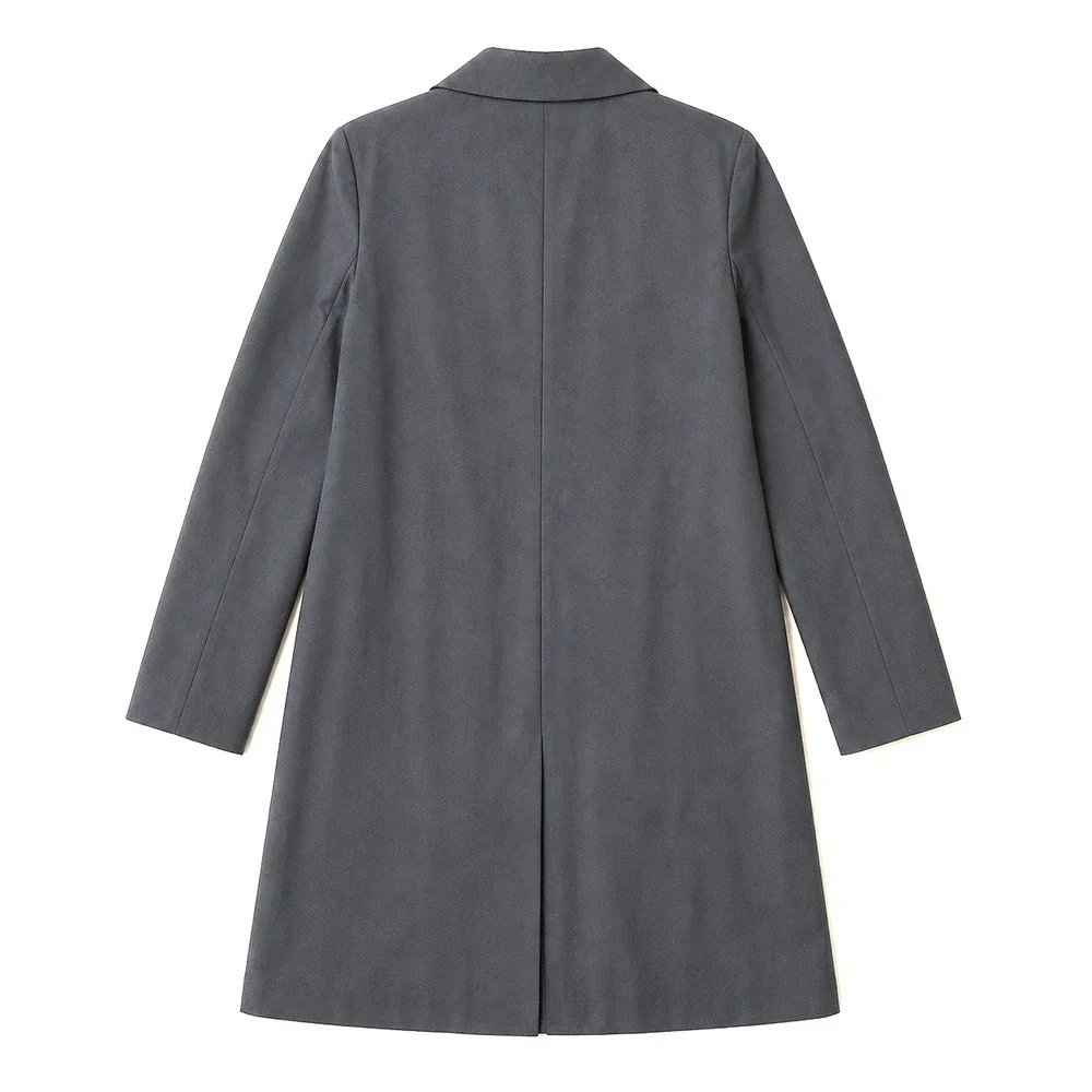 AGNES B Charcoal Wide Collar Coat Size 6-8 Lined Pockets Quiet Luxury France
